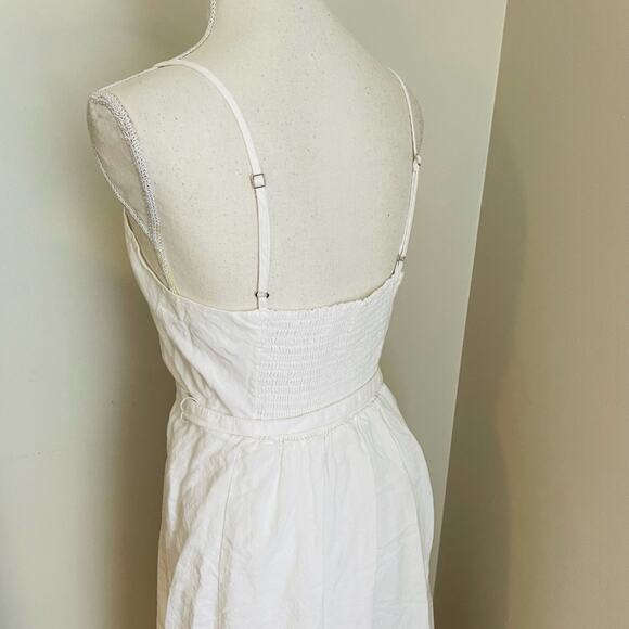 GAP White Linen Smocked Back Dress - Picture 3 of 5